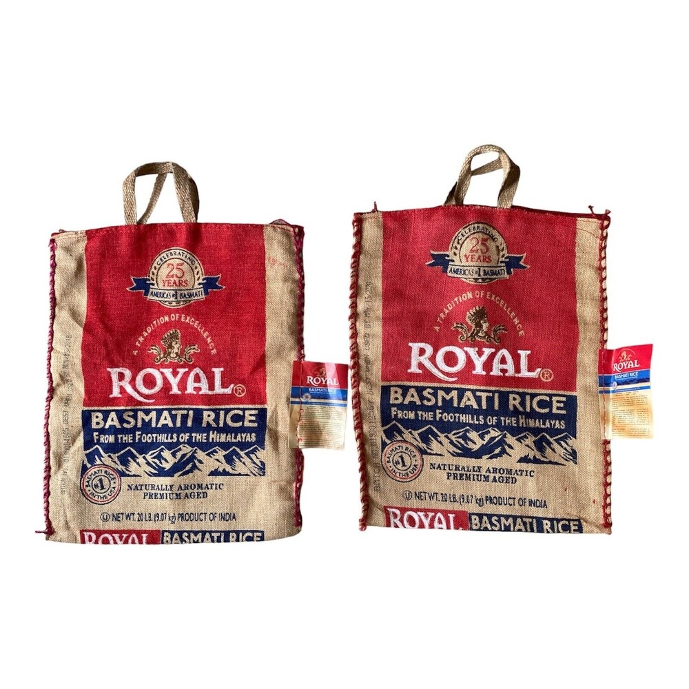 ROYAL BASMATI Rice Sacks Rice Bag w/ Zipper Handles Heavy Duty 20 Lbs. NO RICE